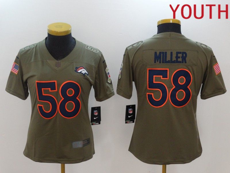 Youth Denver Broncos #58 Miller black Nike Olive Salute To Service Limited NFL Jersey->women nfl jersey->Women Jersey